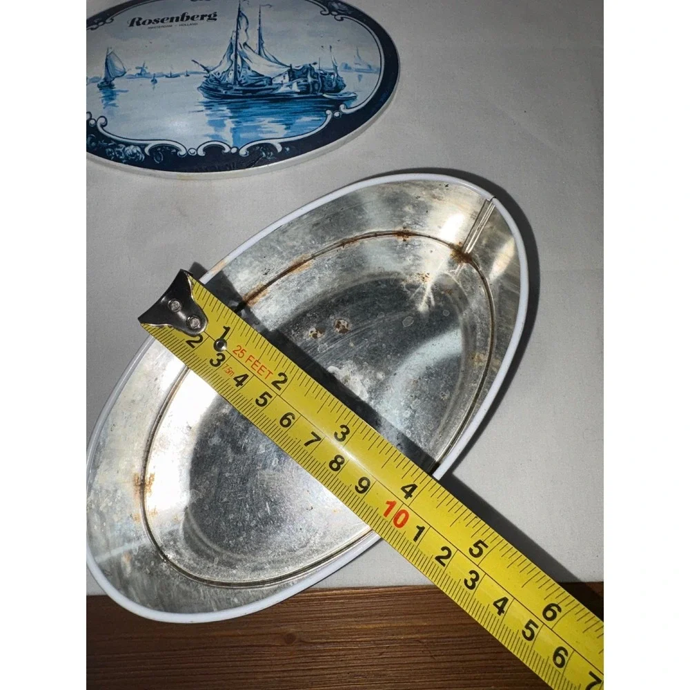 Rosenberg Amsterdam Holland Delft Blue Style Oval Metal Tin Nautical Decor‎ Vntg